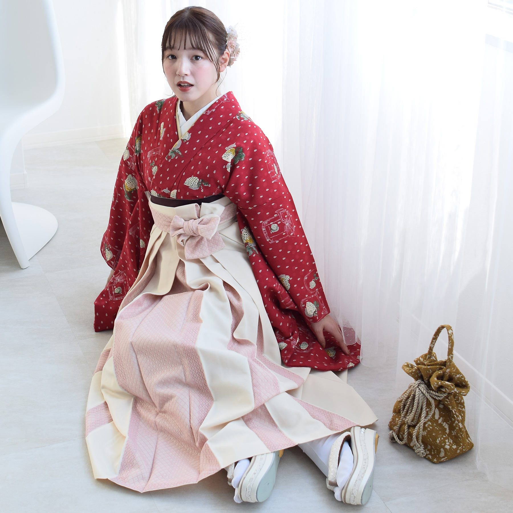 袴 レンタル 卒業式 2尺袖着物 17点セット モダンアンテナ レトロ 袴