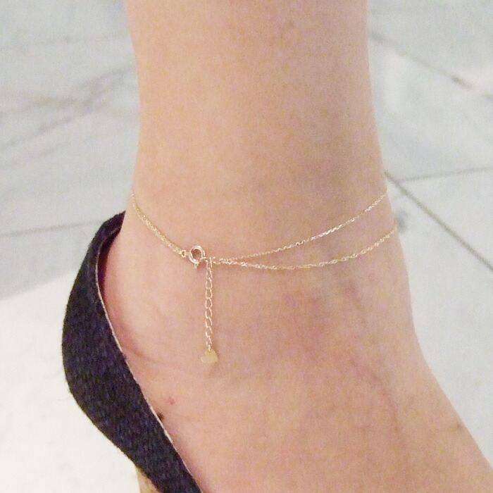 アンクレット 18金 レディース 2連 ゴールド チェーン 18k 女性