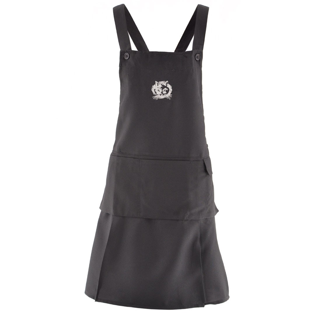 ねこ ワンポイント 刺繍 エプロン プリーツエプロン グッズ しか 得