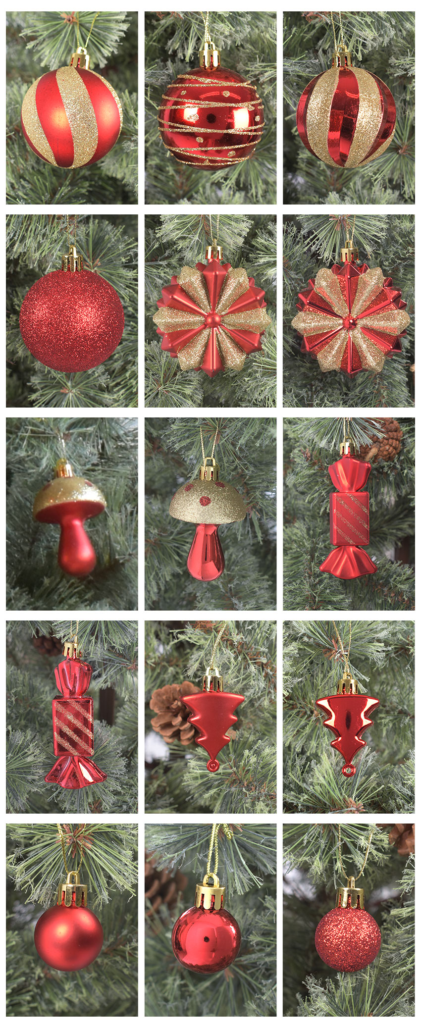 ツリー オーナメント 52個セット XO2023-01 シルバー 銀 レッド 赤