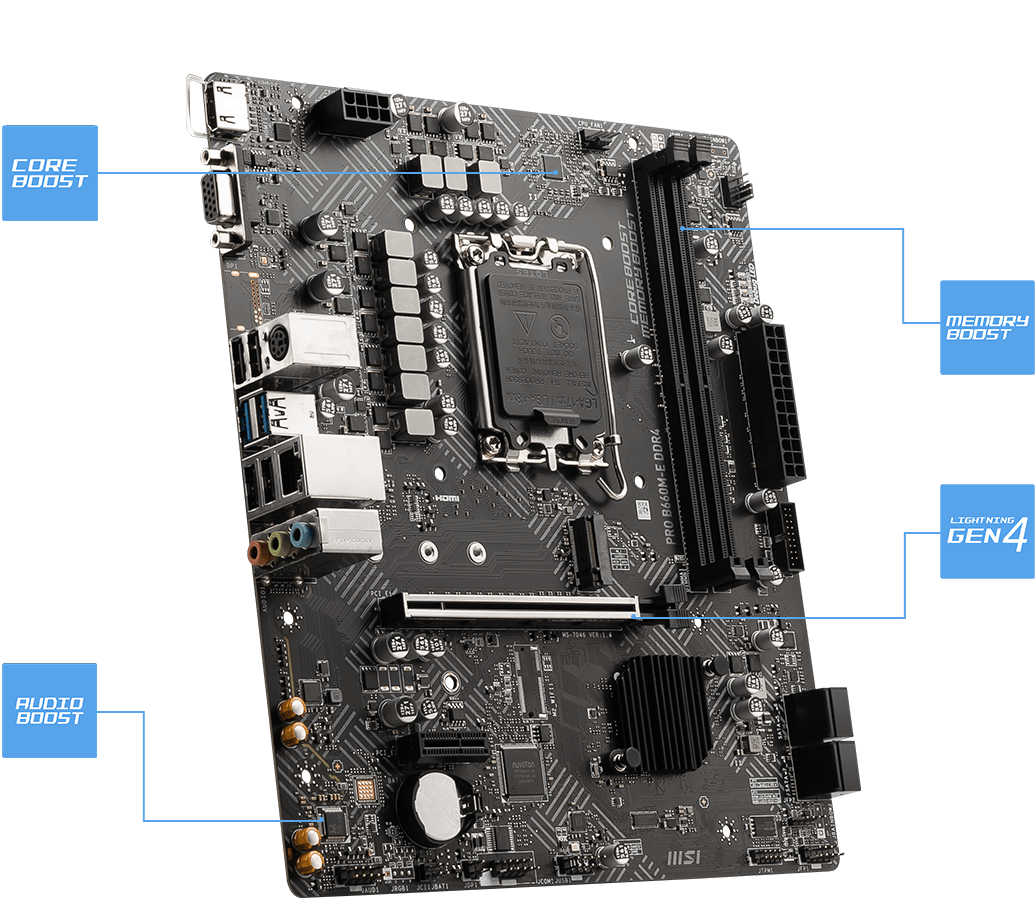 PRO B660M-E DDR4 Motherboard M-ATX - Intel 12th Gen Processors