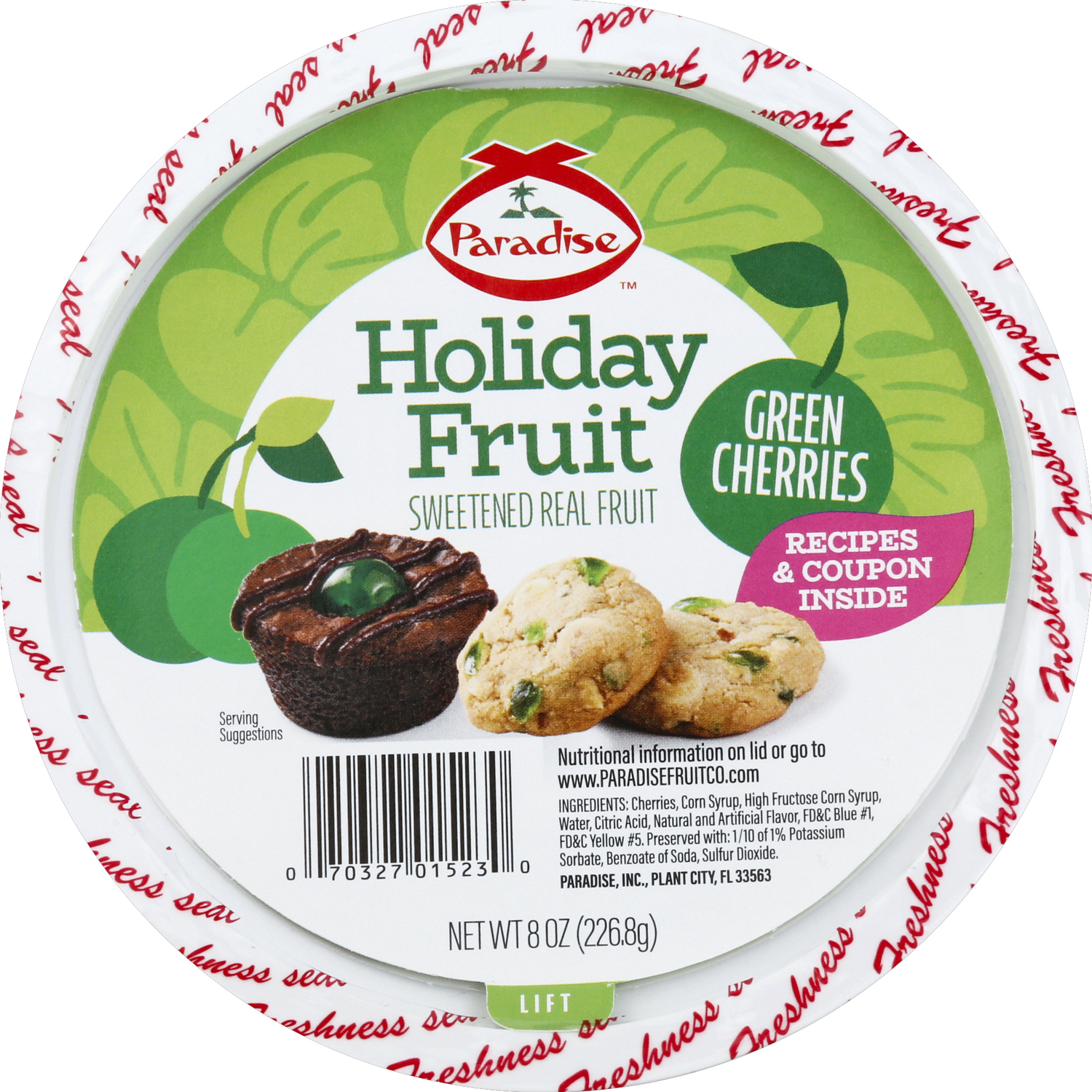 Paradise Fruit Whole Candied Green Cherries - Lunds & Byerlys