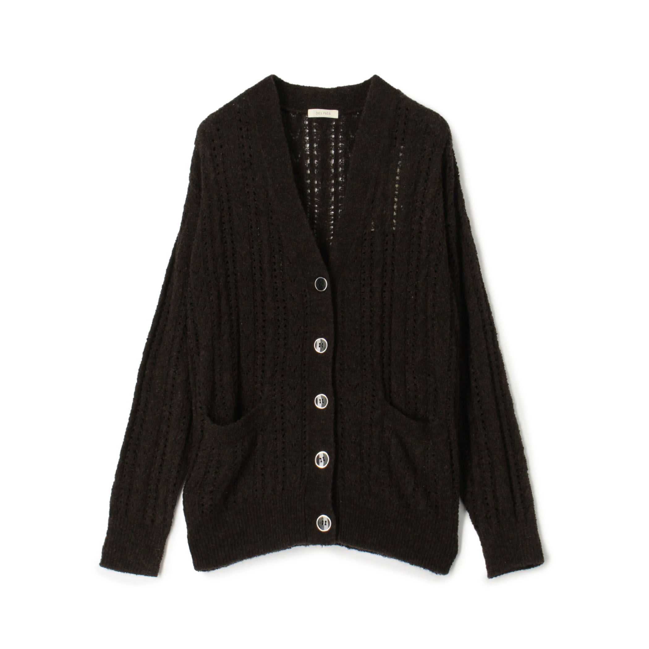 シルクループヤーン アイレット Vネックカーディガン