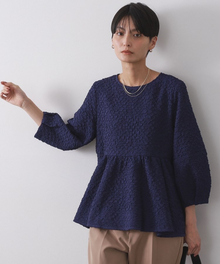 ふくれジャカードペプラムブラウス【洗濯機OK】（シャツ・ブラウス