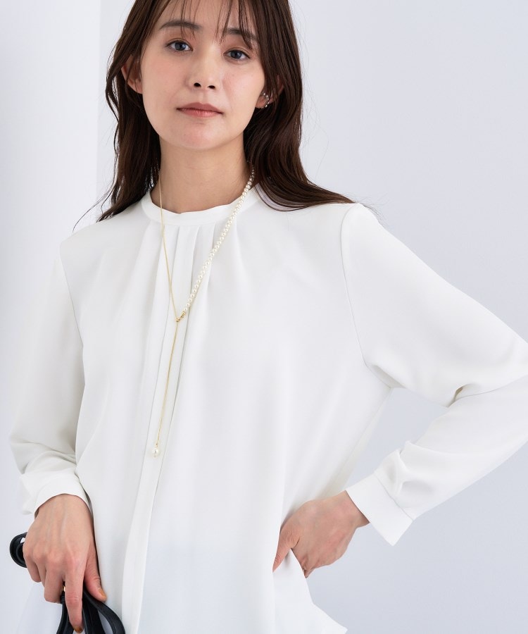 通勤／オフィス】タックジョーゼットブラウス（シャツ・ブラウス