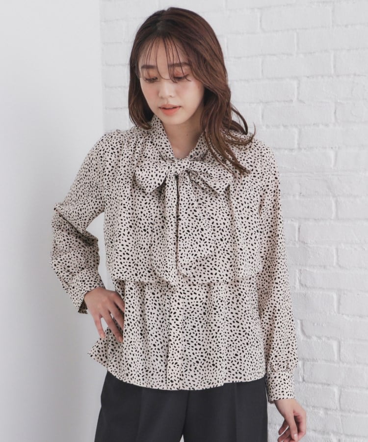 5color/XS-LLsize》レイヤードボウタイブラウス【洗濯機洗い可