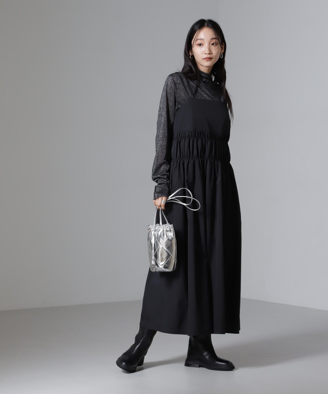 シャンブレー タフタ キャミ ワンピース