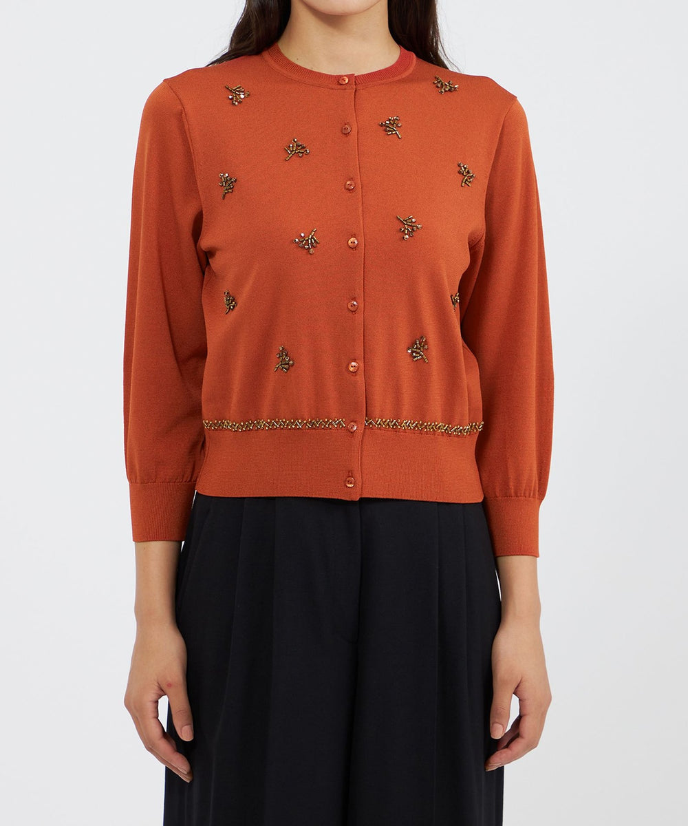 ビジューエンブロイダリー ニットカーディガン(トップス)｜EPOCA