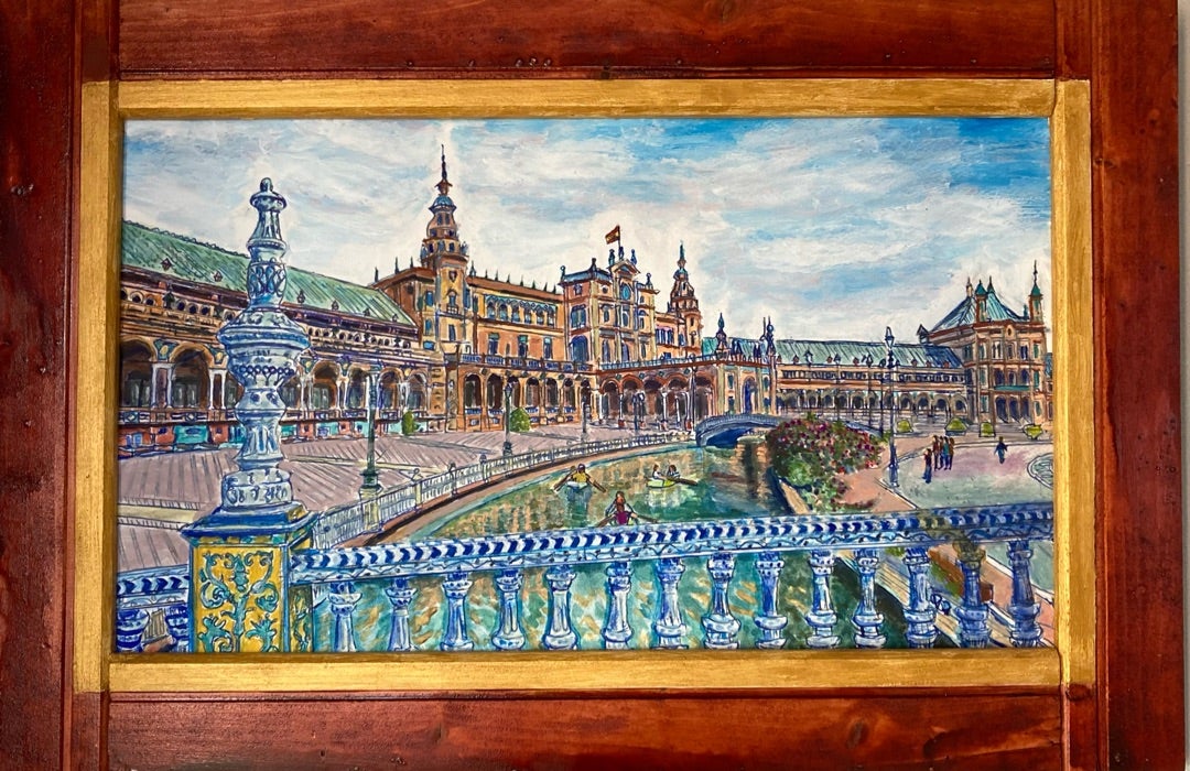 絵画 セリビヤの街並み スペイン 絵画 セビーリャ | guitarloveのブログ