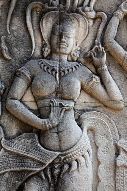 アンコールワットのレリーフ[10244001768]の写真・イラスト素材
