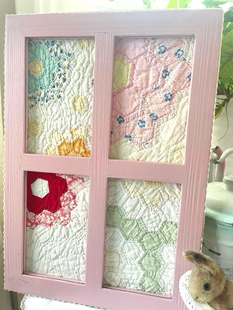 小手鞠さま確認用になります。アンティークキルト窓枠フレームリバーシブル·͜· ♡ 窓枠オブジェ／ナチュラルフレンチアンティーク｜サリュの通販｜&mall