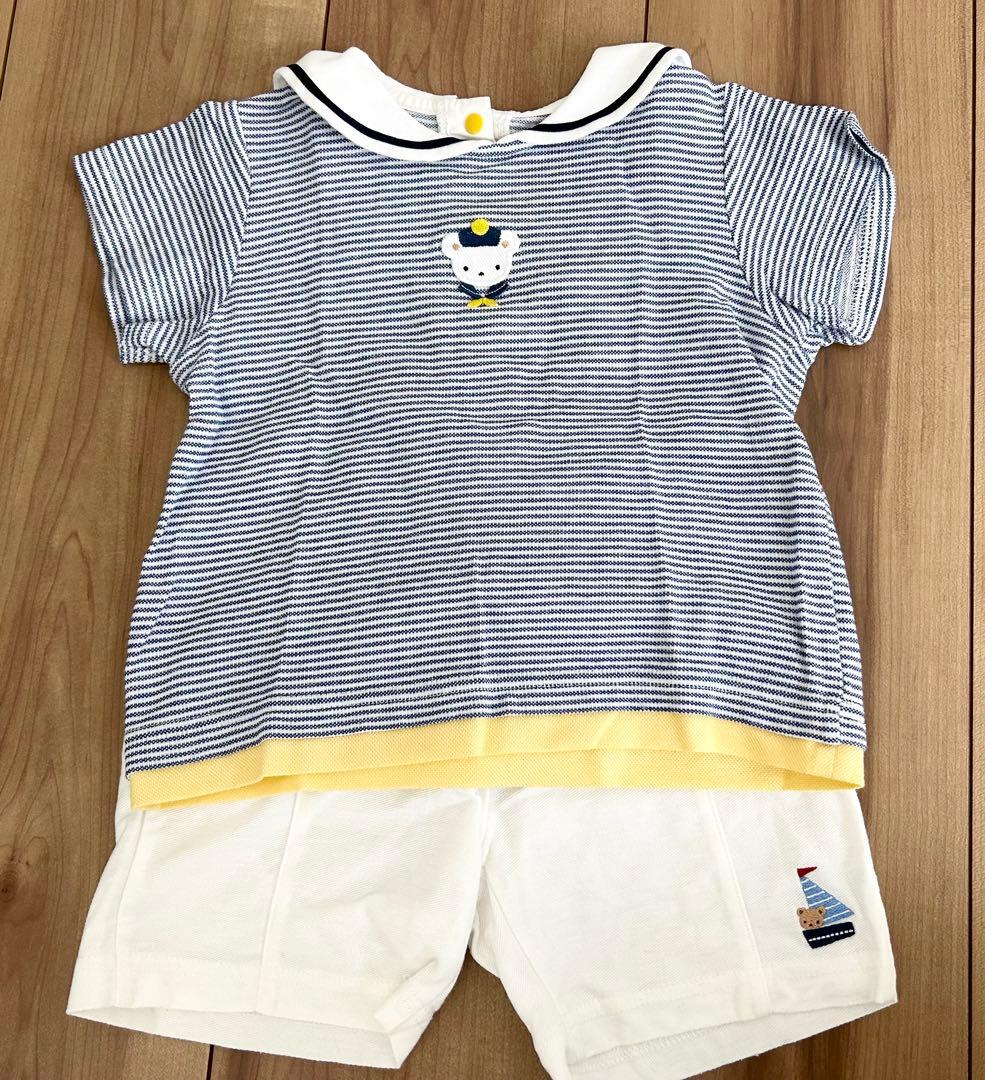 【美品】【ファミリア】【値引き済み】トップス　ボトムス　セット 90 BEAMS JAPAN×familiar 2025年干支シリーズ今年はハートやお花柄の「巳