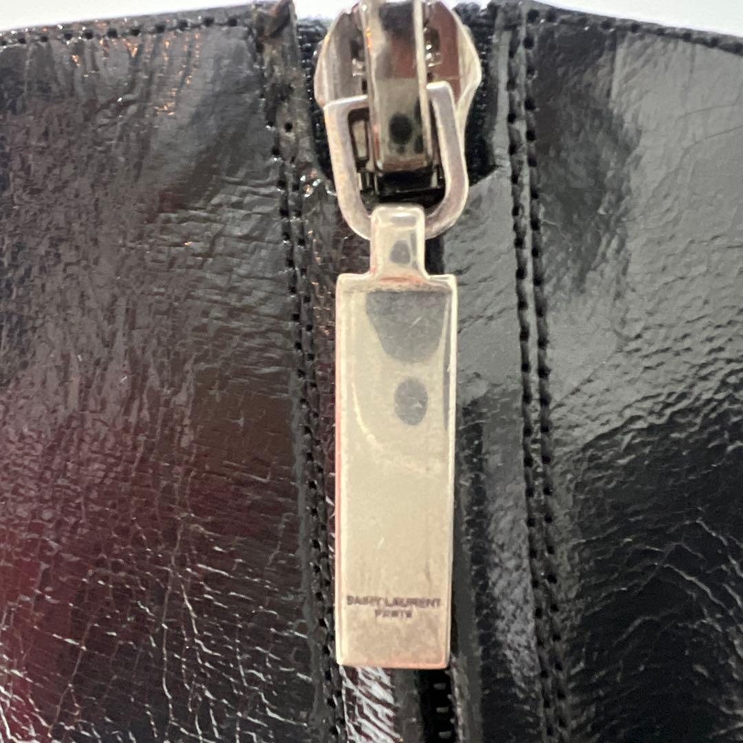 SAINT LAURENT Cracked Leather Heel Boots - メルカリ