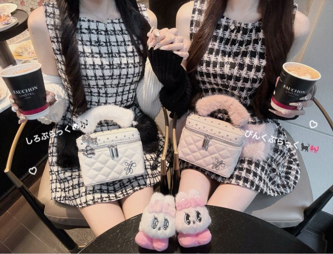 ルミニョン lumignon ツイードポケットファーワンピース 千鳥柄 - メルカリ