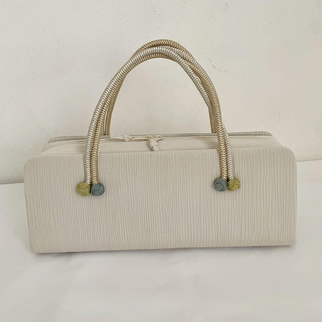 和装バッグ 横長 利休 バッグ 小田巻 淡い藤色 正絹 日本製 和装小物