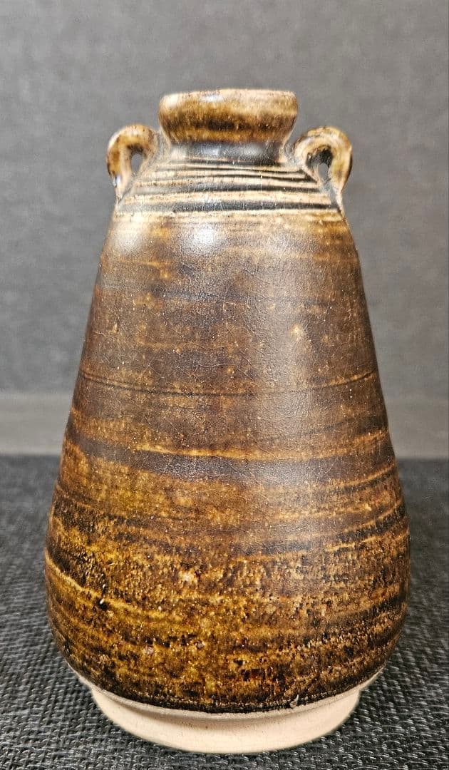 時代古作品❗】タイ古陶磁器 東南アジア古陶磁器 宋胡録 鉄釉 花