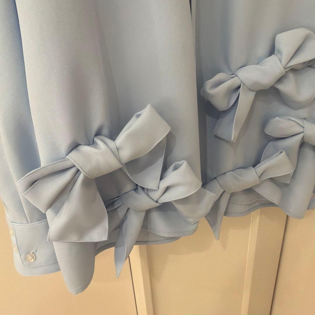 THETOE Kordela Twist Shirt リボン シャツ ブルー - メルカリ