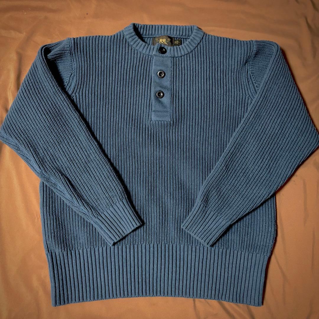 RRL ヘンリーネック　セーター RRL (ダブルアールエル) ガーメントダイド ワッフルニット ヘンリー
