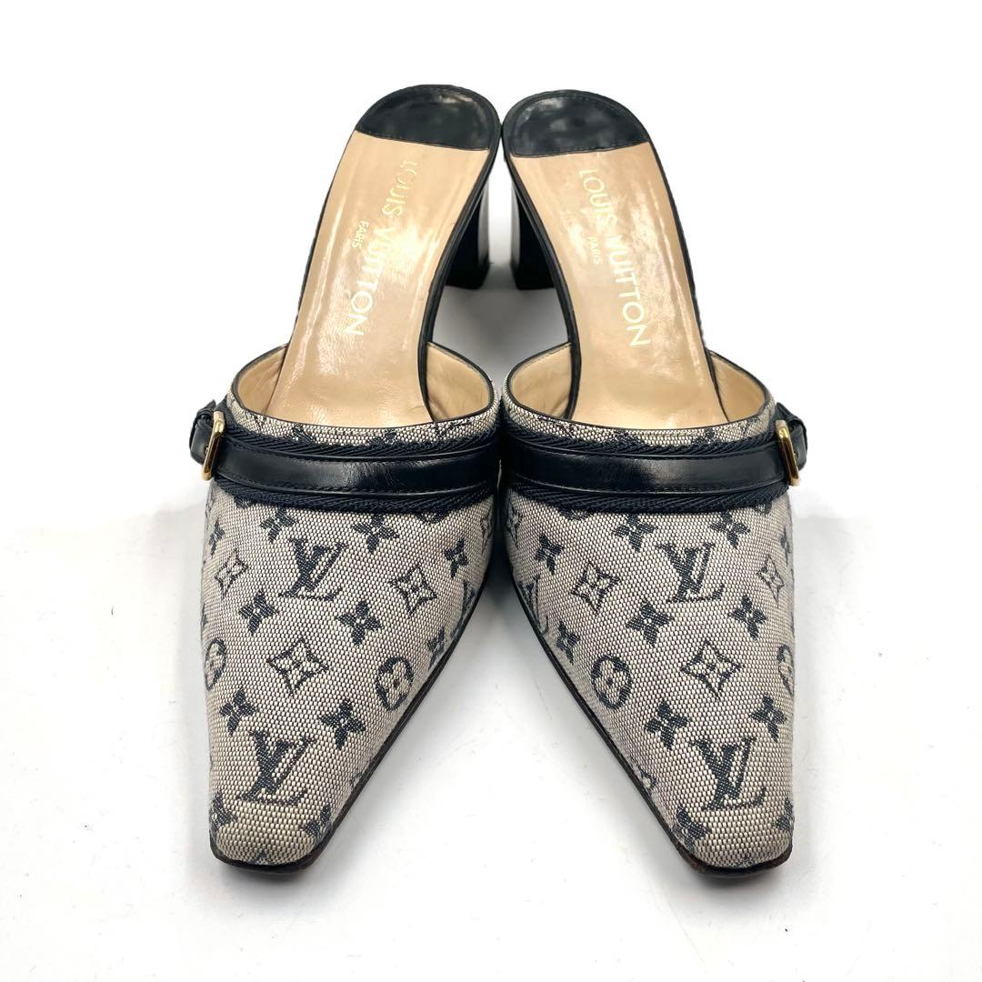 《超美品》ルイヴィトン サンダル ミュール モノグラムミニ キャンバス グレー