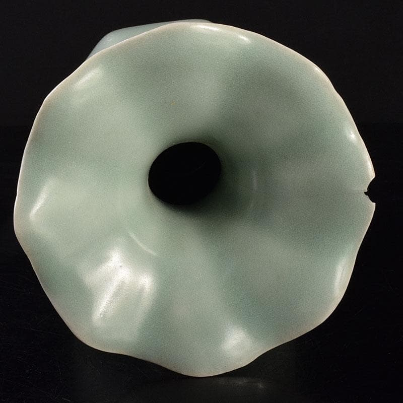 中国 龍泉窯 粉青釉 桔梗口双耳瓶 花入 C 6908