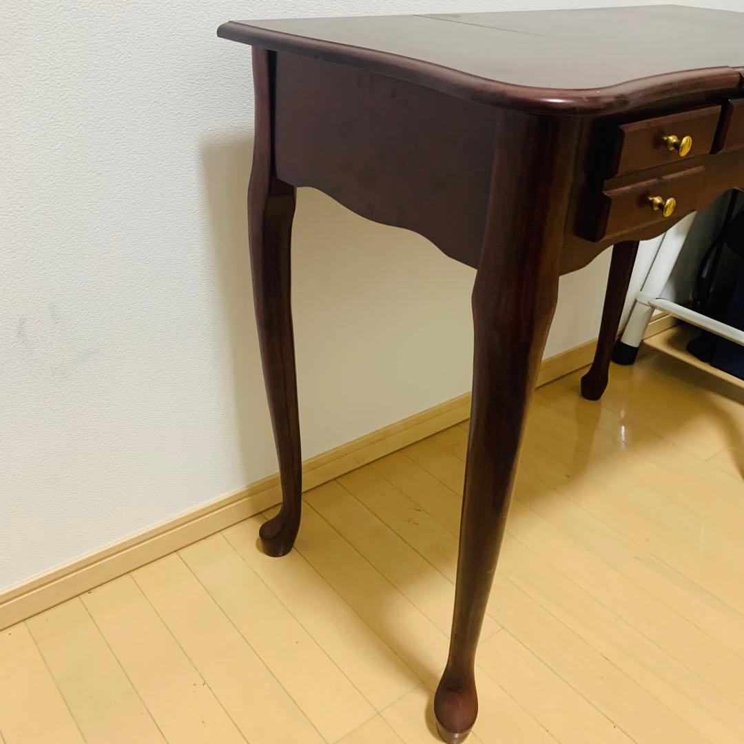 英国風 木製ドレッサー 鏡付 アンティーク 猫脚 デスク テーブル ブラウン