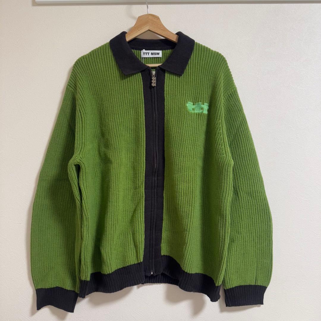 ttt msw zipup cardigan 23aw ジップ　ニット　グリーン ttt msw New standard zipup cardigan 23aw - メルカリ