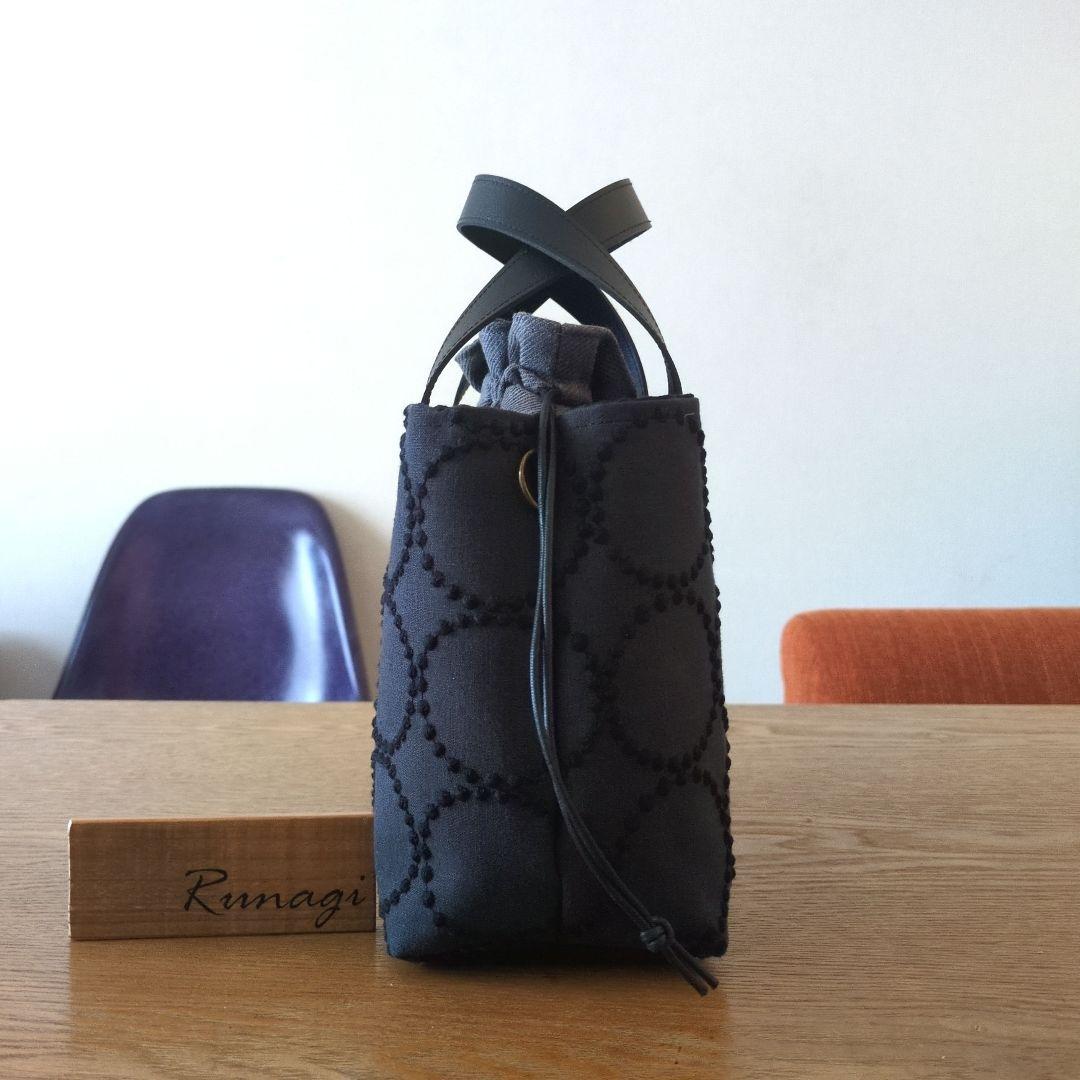 1566】あおりポケットの巾着バッグ＊ミナペルホネン