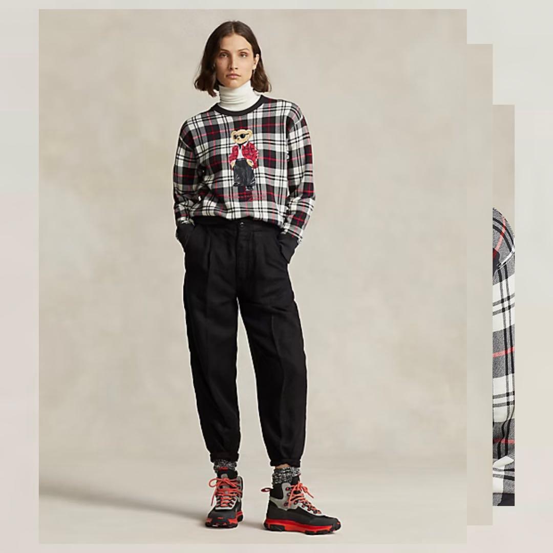 激レア☆美品【POLO ラルフローレン】S ポロベア 赤チェック 綿