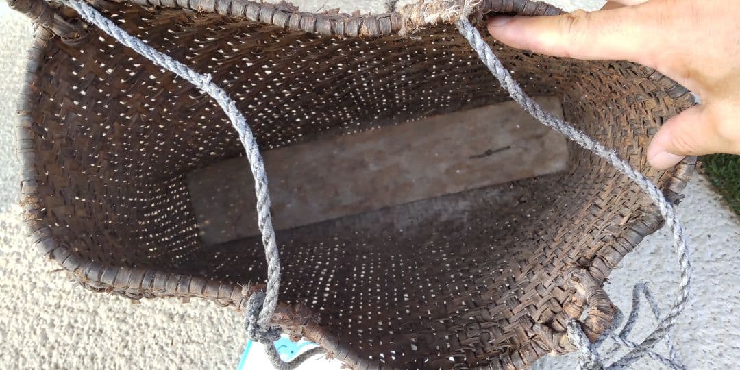 特大 山葡萄編み カバン バッグ 昭和レトロ アンティーク 骨董