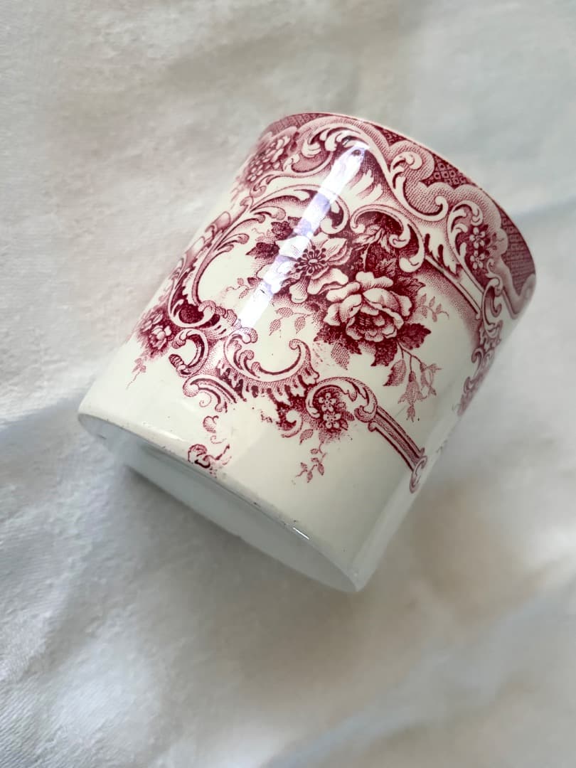 美品 フランスアンティーク ポット BFK窯 DAUPHIN ロカイユ模様 花柄