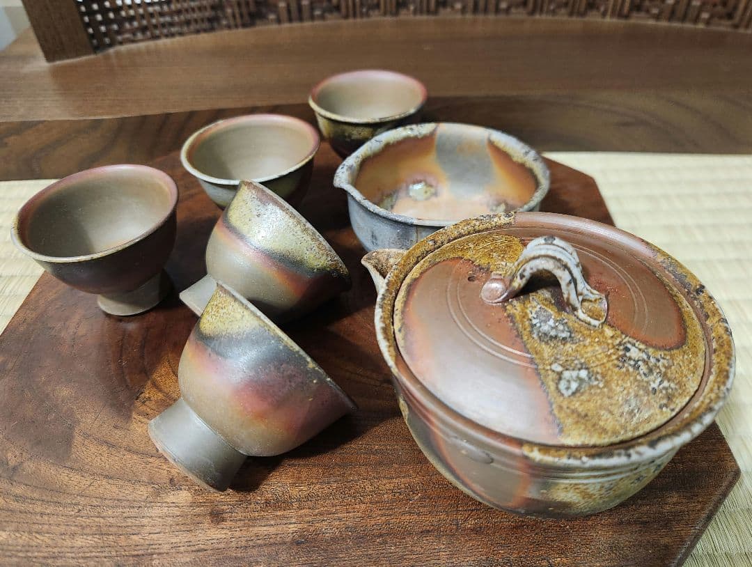 備前焼　宝瓶　茶器揃 龍の茶器セット（角宝瓶） - 陶古窯オンラインショップ