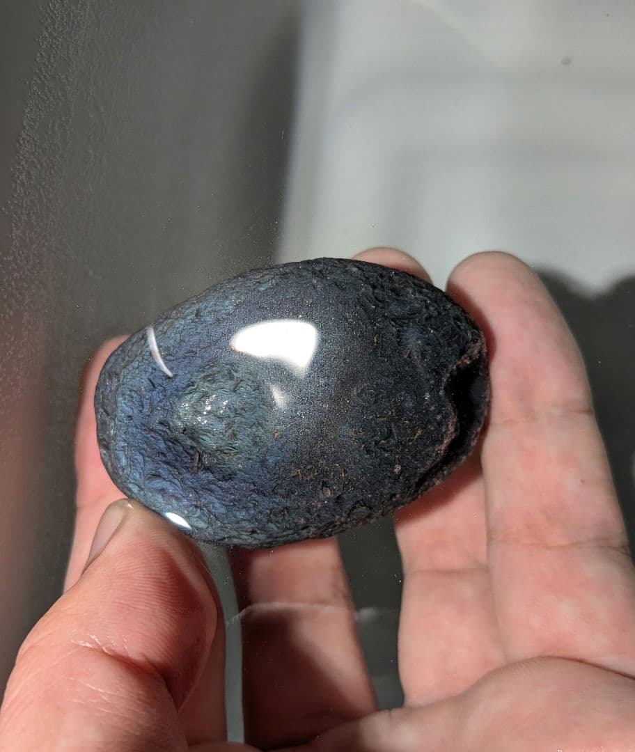 原石 十勝石玲瓏 ブルーベースレインボーオブシディアン 超特級品