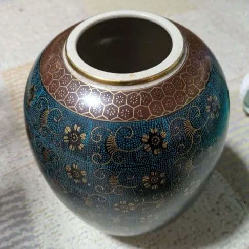 九谷焼 花模様の壺　木箱あり 九谷焼 蓋付湯呑 専用木箱 花詰 ( あすつく 木箱名入れ有料 退職祝い