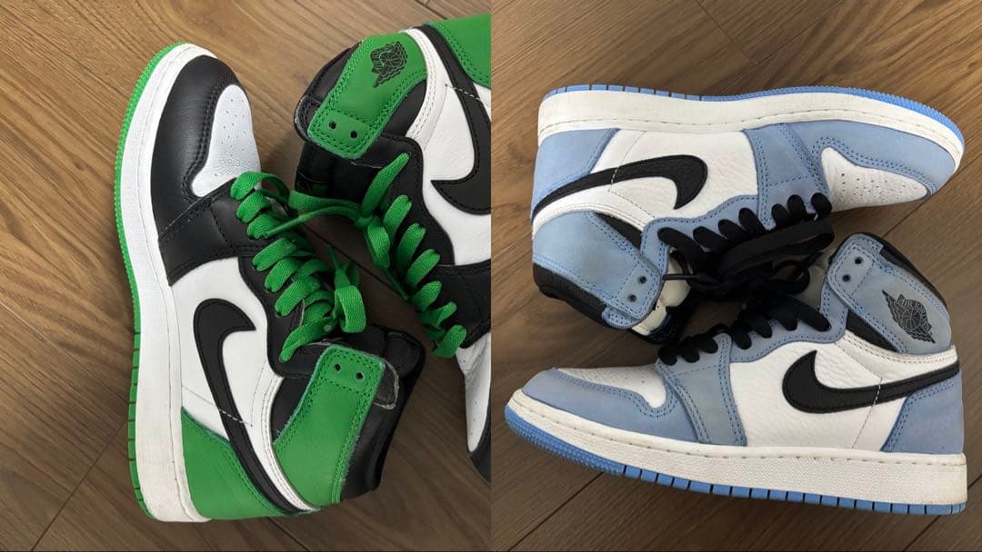 ２足セット売り　nike AJ1 ナイキ　エアジョーダン1 キッズ 23cm エア ジョーダン 1 NIKE JORDAN HI OG (TD) white/university red