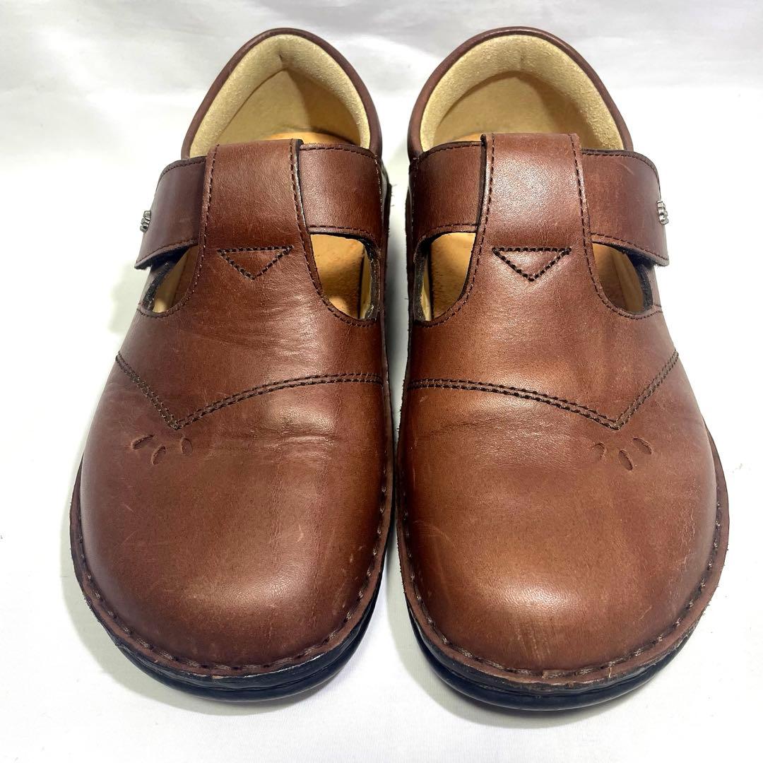 ☆フィンコンフォート ナッシュビル Tストラップ レザー ブラウン 23㎝