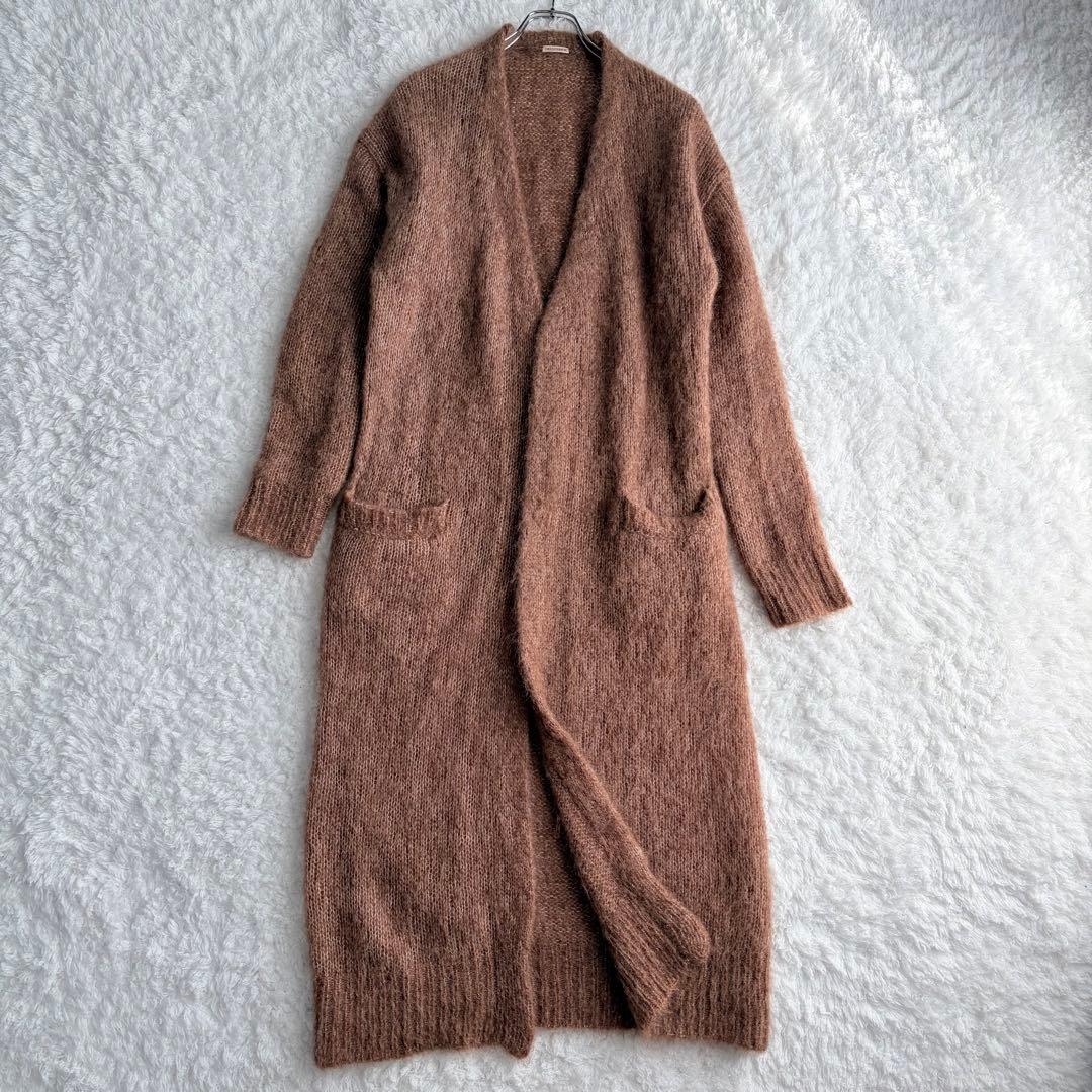 【極美品 24AW】ドレステリア マキシカーディガン モヘヤ アルパカ ブラウン K2389 モヘアボリュームカーディガン(M ブラウン): トップス - RNA