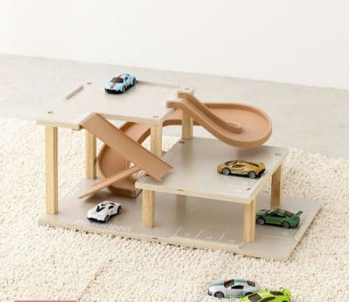 3COINS ミニカー用多層駐車場 収納棚 エレベーターセット - メルカリ