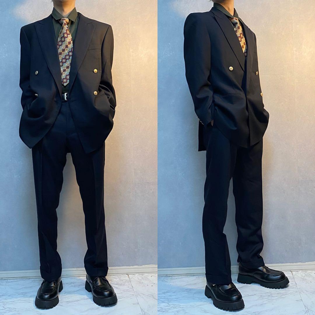 高級デザイン】Burberry 金ボタン セットアップ ダブル ネイビー