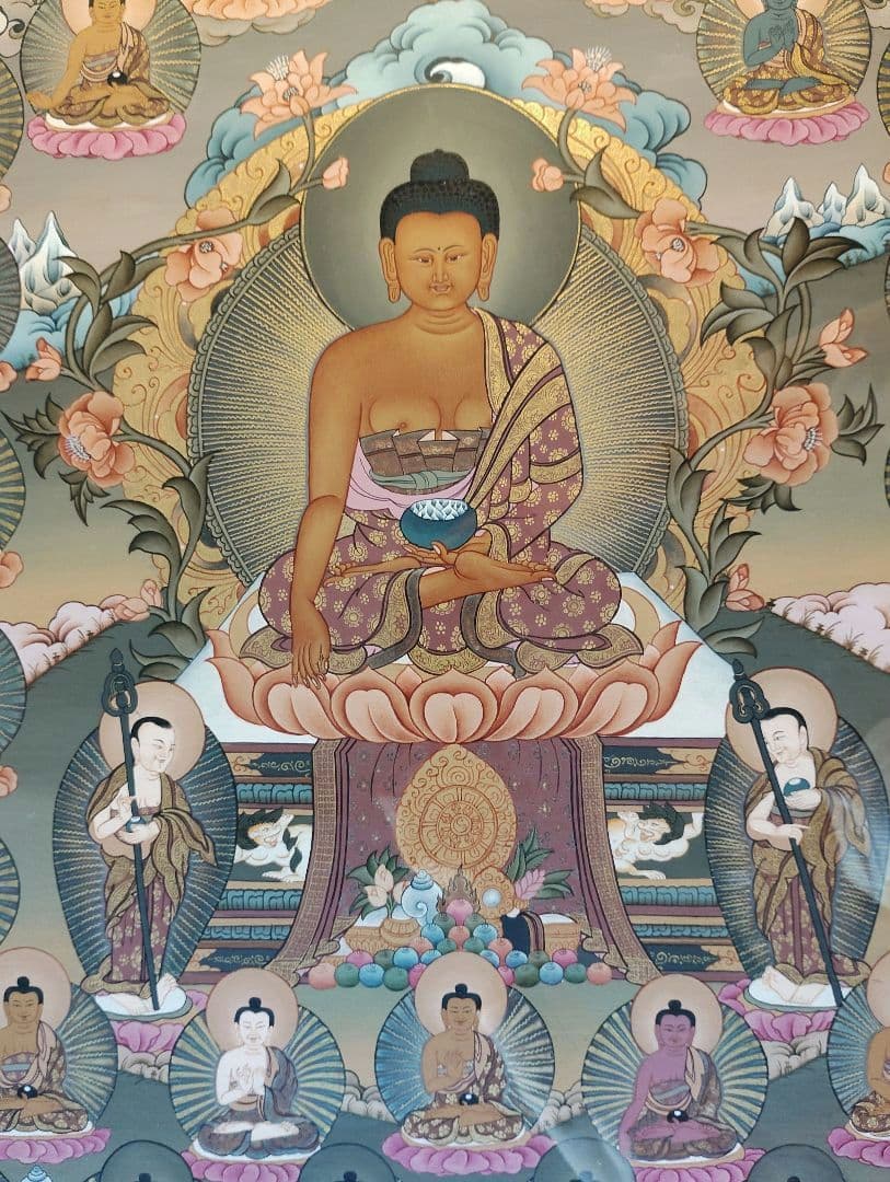 薬師如来 手描き 仏画 額装 楽天市場】薬師如来 Bhaishyaguru 肉筆仏画 額入 送料無料 : 芸趣山房