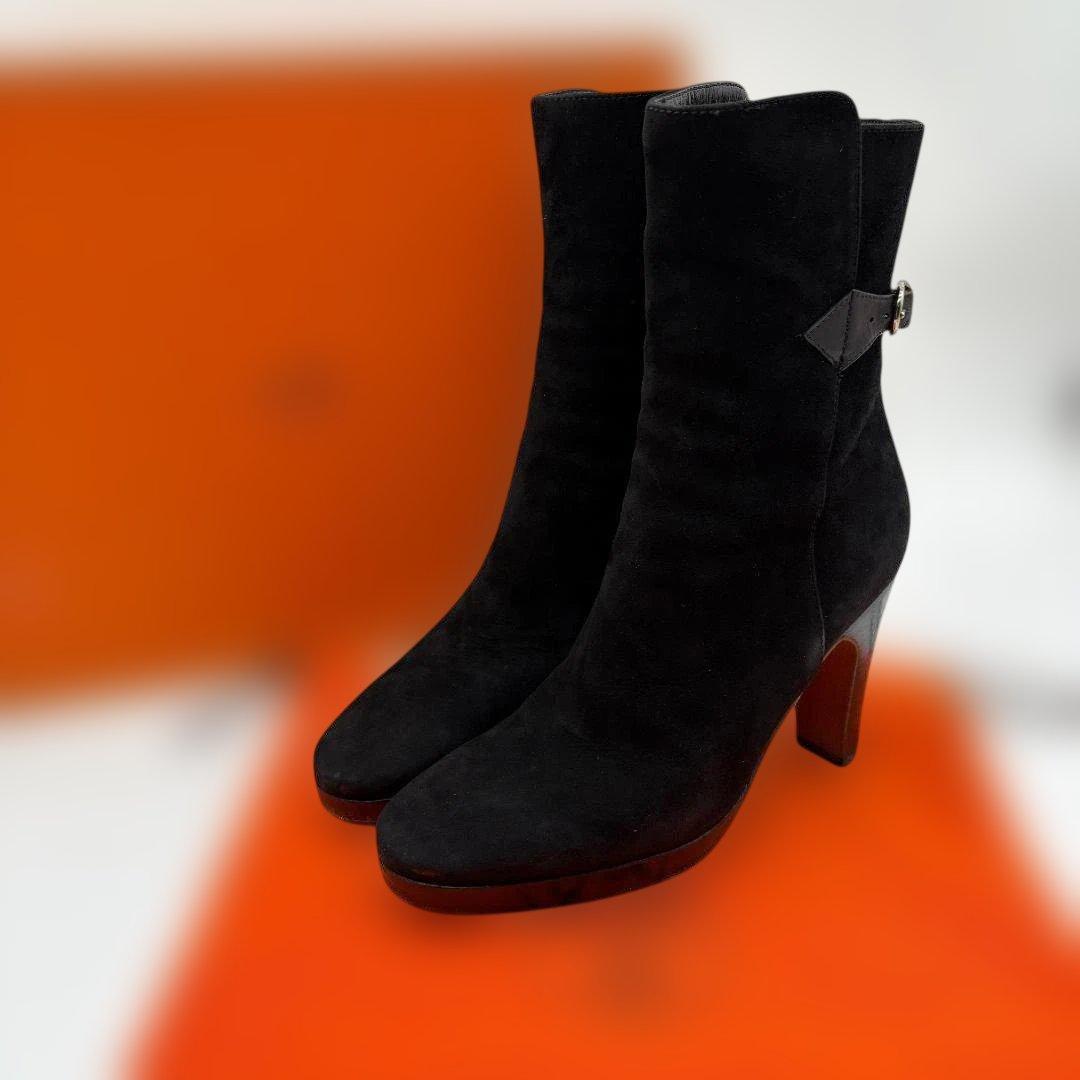 【美品】HERMES エルメス　ブーツ 24cm HERMES エルメス ブーツ ジャンピング ショート ケリーベルト エトープ