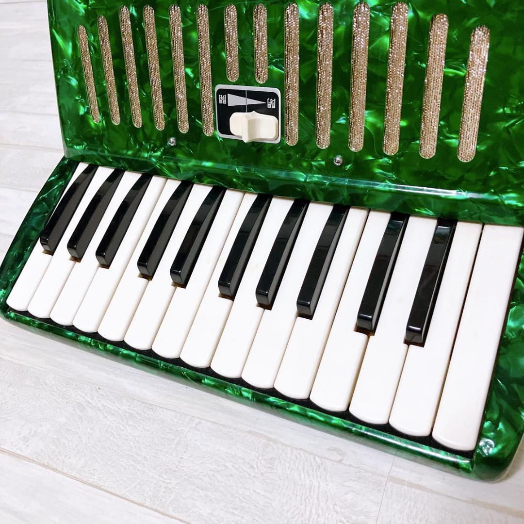 YAMAHA アコーディオン 25鍵盤 A-25 レトロ グリーン 鍵盤 初心者