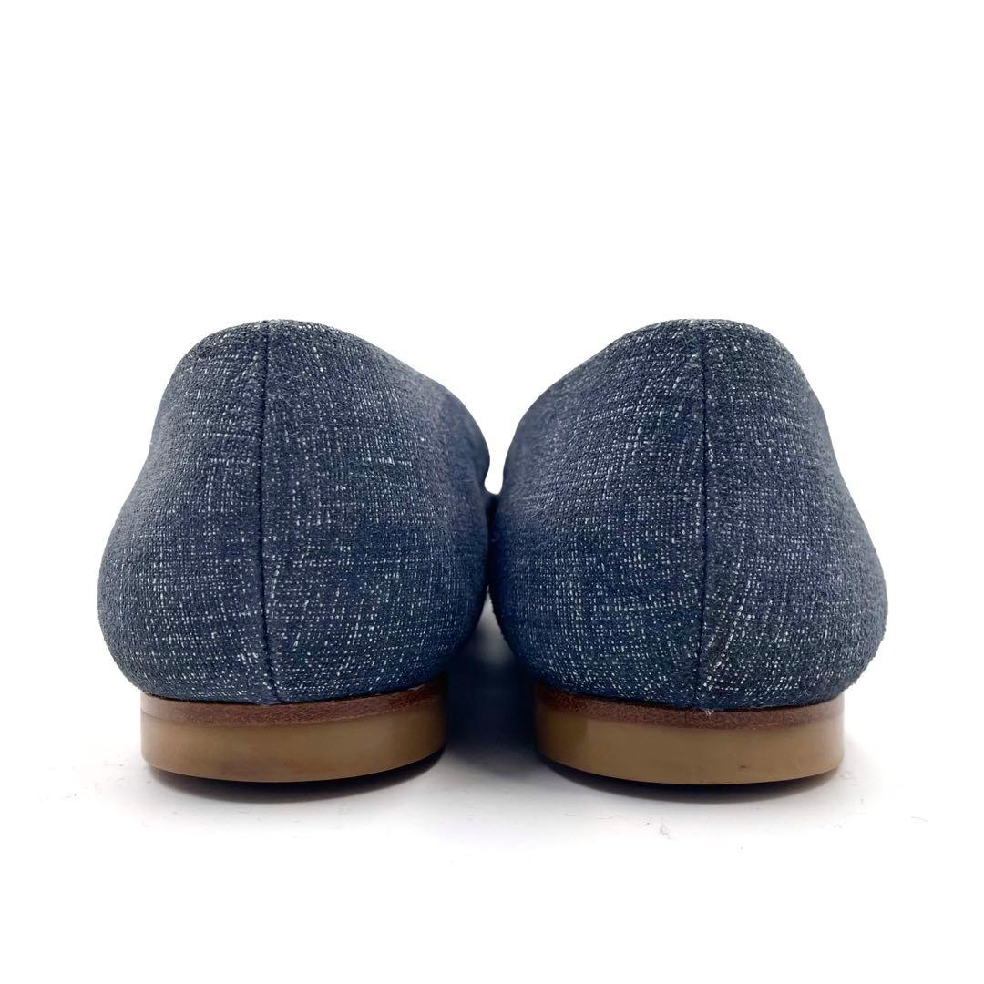 《超美品》フェラガモ ヴァラ デニム シルバー金具 インディゴ ブルー 保存袋