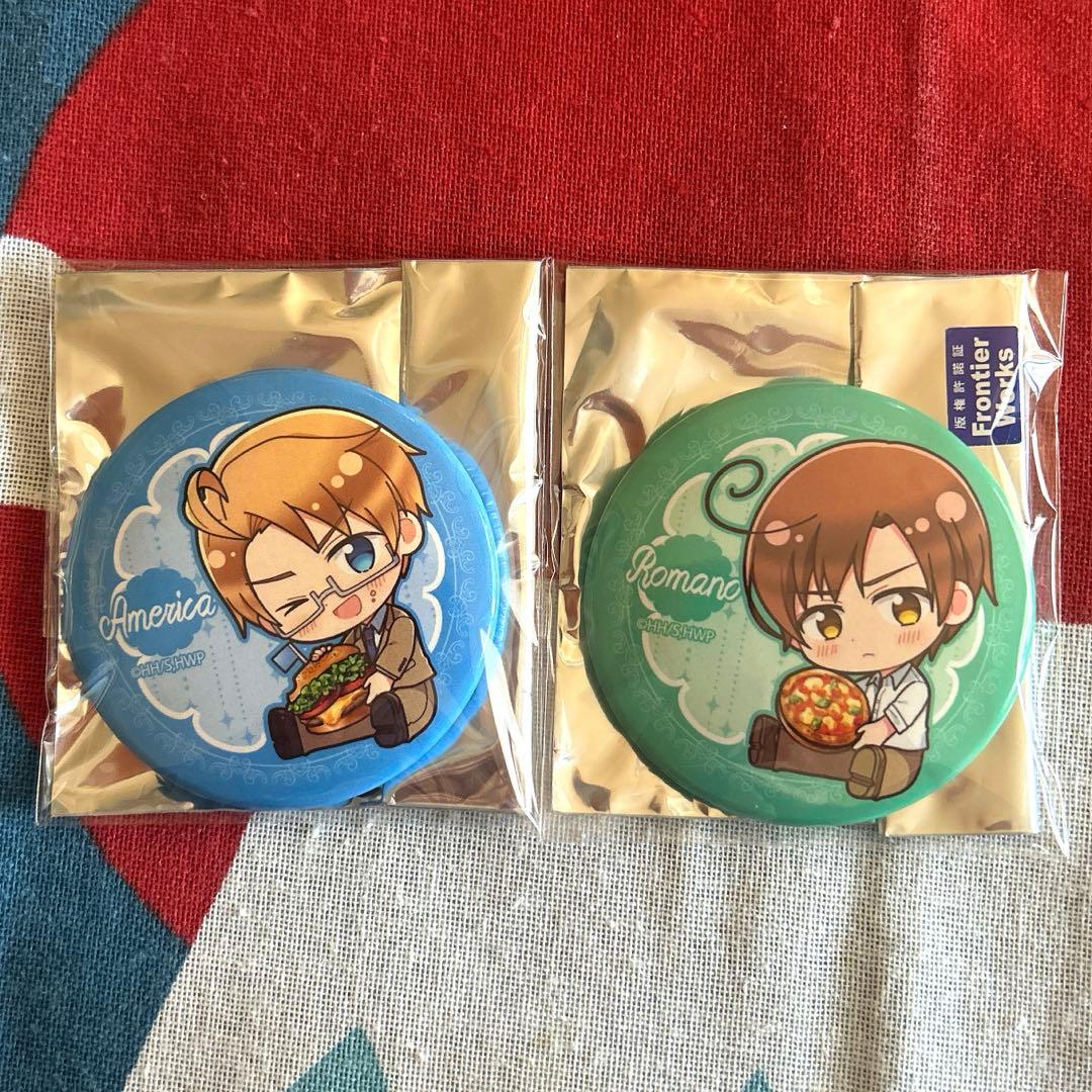 ヘタリアWorld☆Stars ぎゅぎゅっと 缶バッジ アメリカ ロマーノ