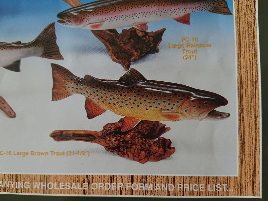 魚の置物 木彫りの置物 ブラウントラウト ヴィンテージアメリカ製品