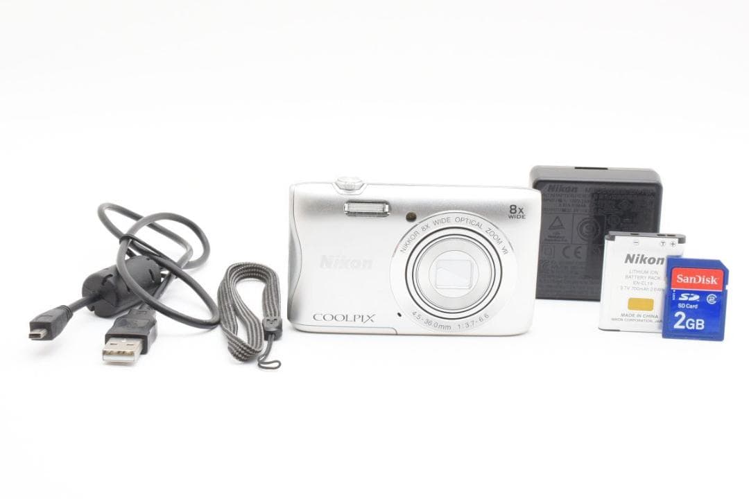 美品　ニコン COOLPIX S3700 シルバー 光学8倍ズーム SD2GB Nikon -Coolpix-S3700-Camera-Silver | YOHO