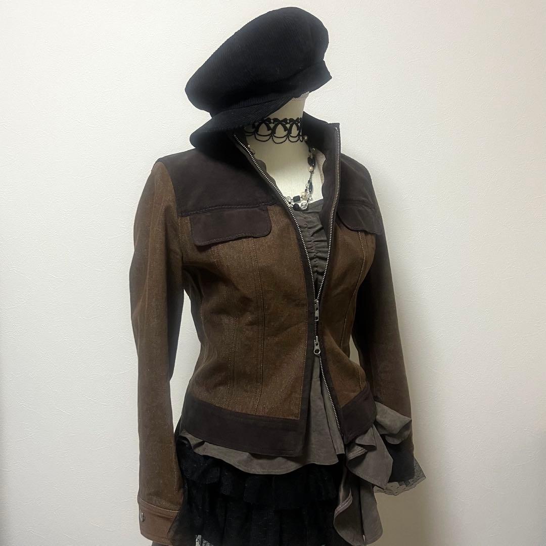 y2k ヴィンテージ ブラウン ジャケット フェアリーグランジ ダークコア