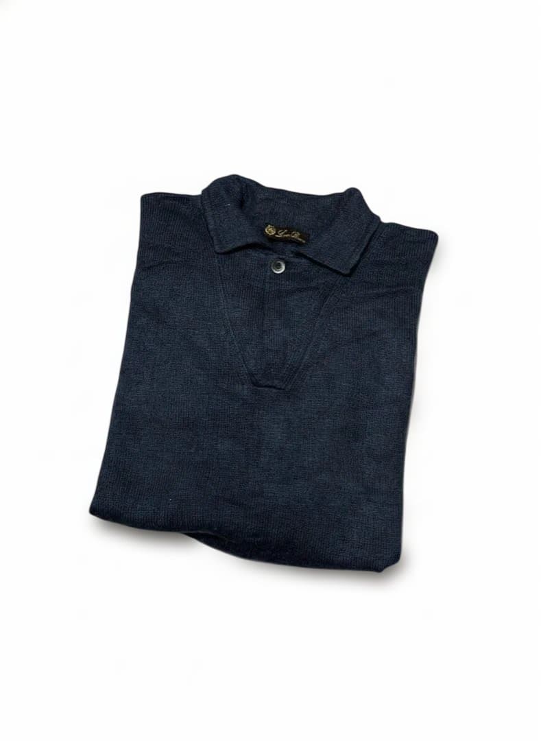 ロロピアーナ　LoroPiana カシミヤニット　襟付き　ネイビー　サイズ52 クラッシック・タートルネック ベビーカシミヤ ネイビーブルー