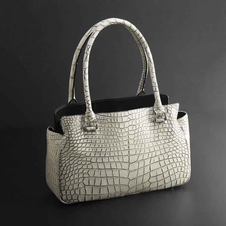 新品 定価14万円 CROIX  クロコダイル バッグ ホワイト系 sankyo shokai（三京商会） ヒマラヤ クロコダイル ハンドバッグ 2way