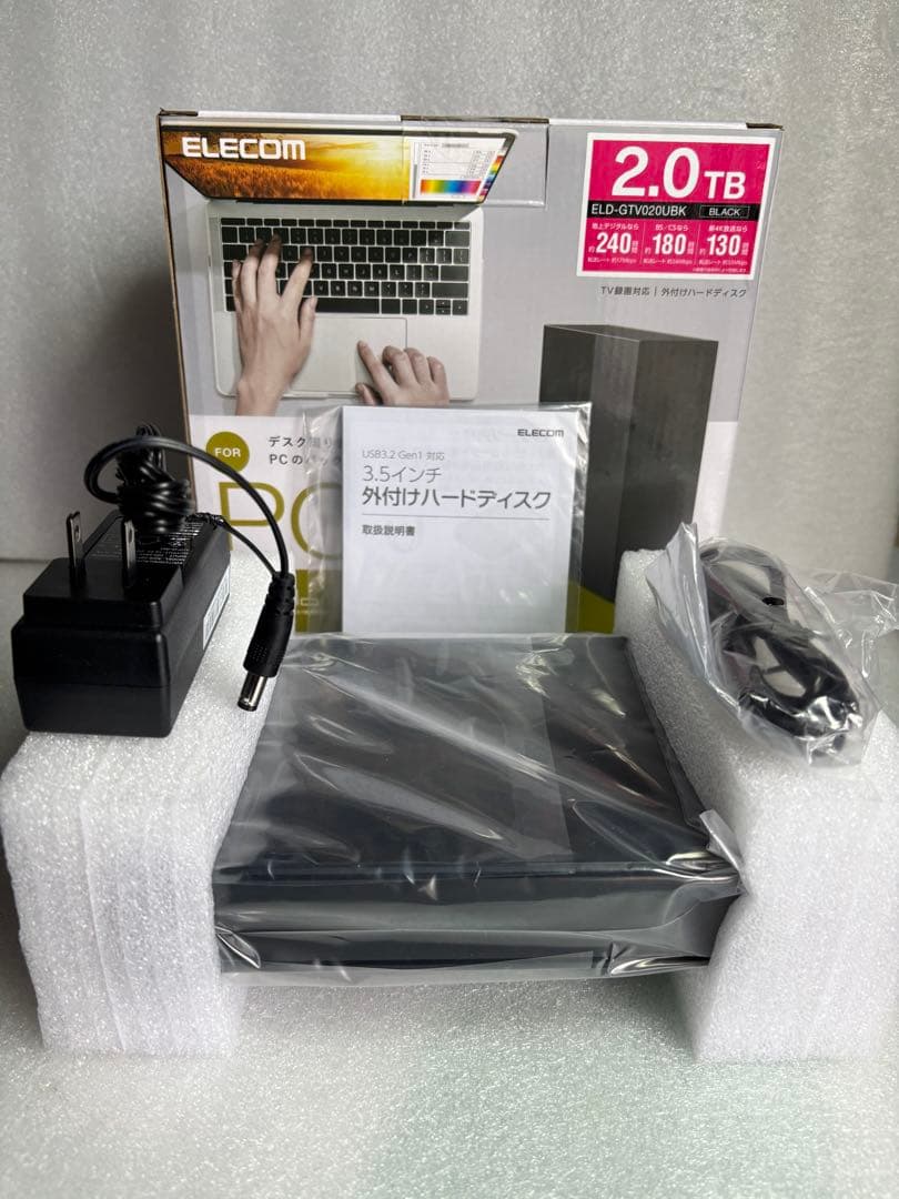 ELECOM 2.0TB 外付けハードディスク ELD-GTV20UBK