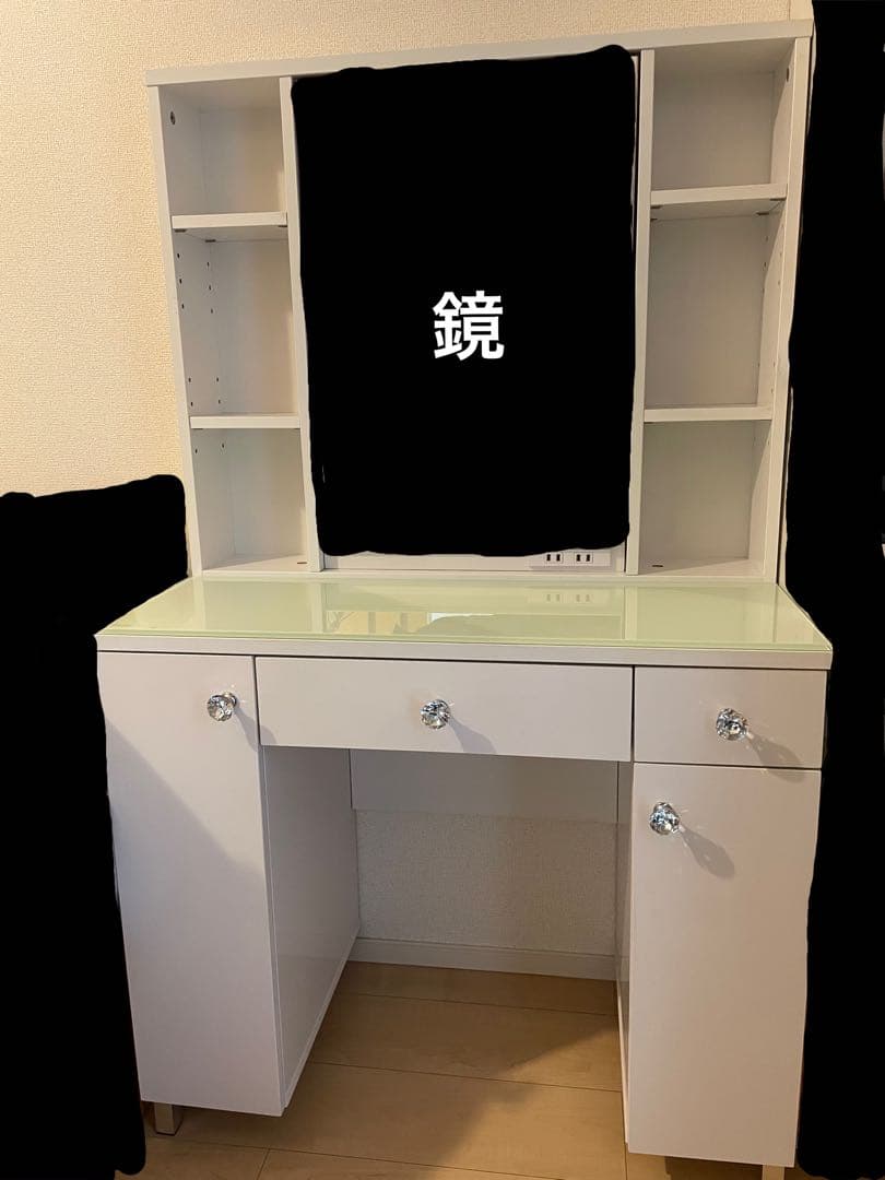 ホワイト ドレッサー 鏡台 アンティークドレッサー三面鏡ルーシー ホワイト色 - 鏡台・ドレッサー